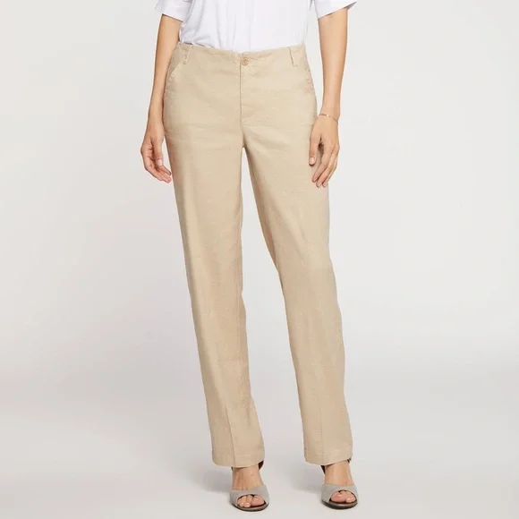 NWT- NYDJ Marilyn Straight Linen Pants in Feather